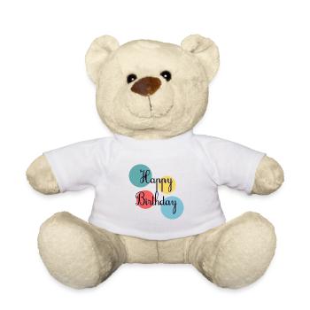 HAPPY BIRTHDAY. JOYEUX ANNIVERSAIRE. ANNIVERSAIRE. - Nounours - blanc - Devant