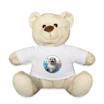 Sceau rieur phoque avec boule colorée - Nounours - blanc - Devant