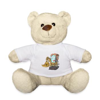 Excavator with face - Teddy Bear - white - Front