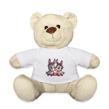 Couple d'ânes amoureux des animaux pour la Saint-Valentin - Nounours - blanc - Devant