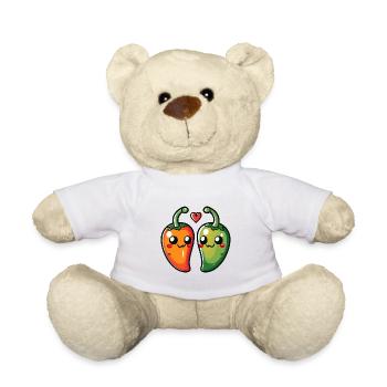 Chilli Paar Liebe Herz Valentinstag - Teddy - Weiß - Vorne