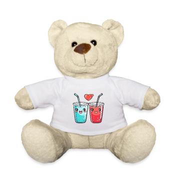 Soft DrinkCouple Love Drink Heart Valentine's Day - Teddy Bear - white - Front