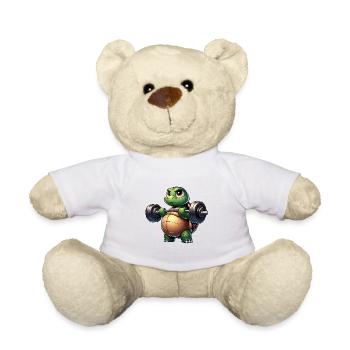 Tortue drôle avec humour de fitness d’haltères - Nounours - blanc - Devant