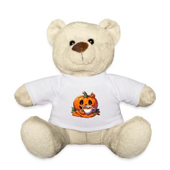 Halloweenkürbis trinkt eine Tasse Tee - Teddy - Weiß - Vorne