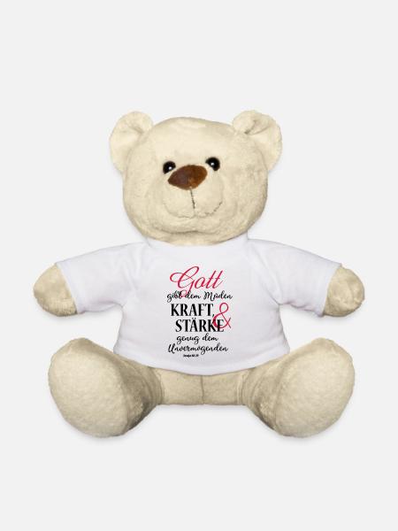 Gott gibt dem Müden Kraft - Jesaja 40:29 - Teddy - Weiß