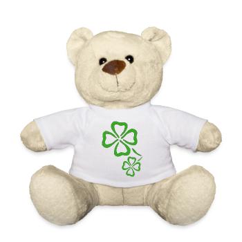 shamrock lucky shamrock luck four leaf clover23 - Teddy Bear - white - Front