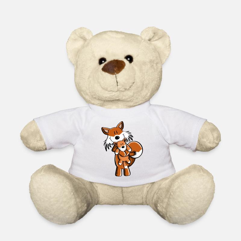 Fuchs mit Babyfuchs - Comic- Geschenk - Kinder - Teddy - Weiß