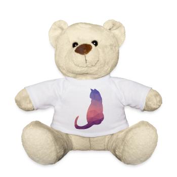 Cat mosaic purple abstract silhouette - Teddy Bear - white - Front