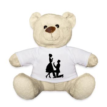 Un homme fait une proposition de mariage - Nounours - blanc - Devant