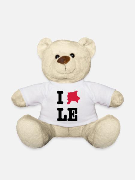 I Love Leipzig (I heart LE) - City Outlines - Teddy Bear - white