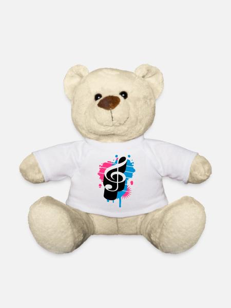 Notenschlüssel als Graffiti - Teddy - Weiß
