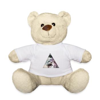 hipster moustache triangle cat swag style - Teddy Bear - white - Front
