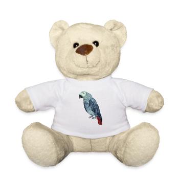 Perroquet gris peint à la main. Animaux de compagnie Articles de fan - Nounours - blanc - Devant