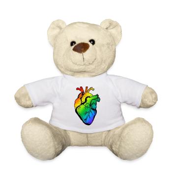 Regenbogen-Herz - Teddy - Weiß - Vorne
