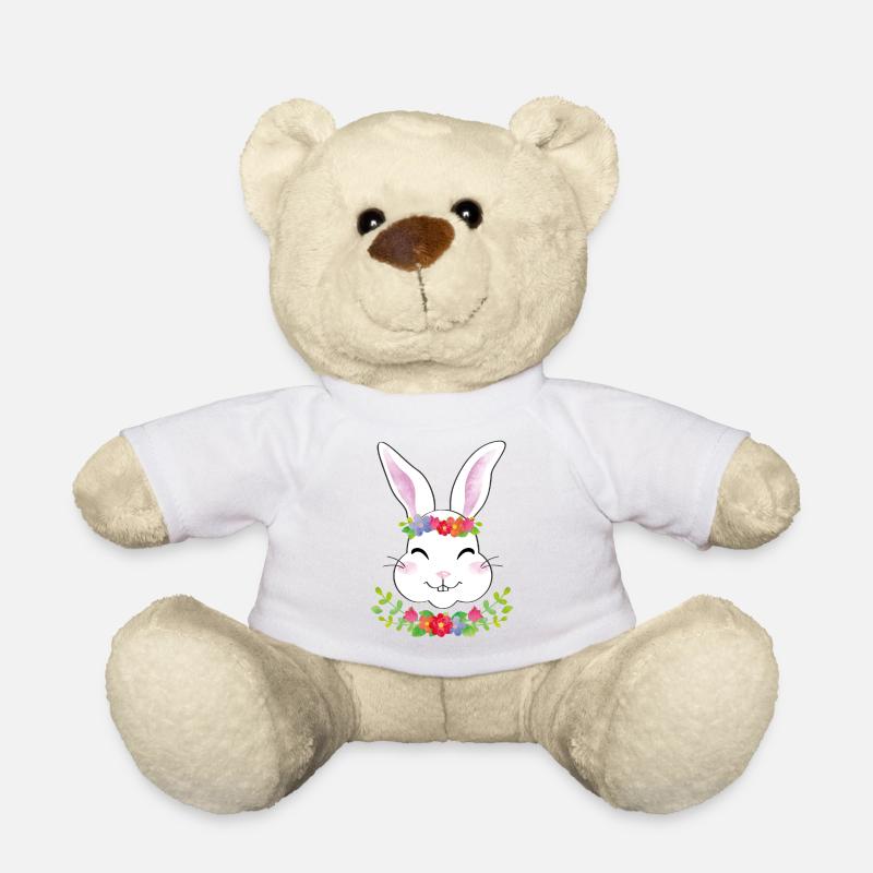 Bunny with flower wreath - Teddy Bear - white
