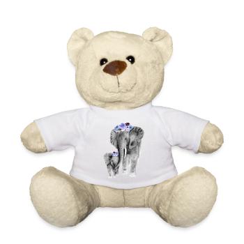 Mère et fille éléphant - Nounours - blanc - Devant