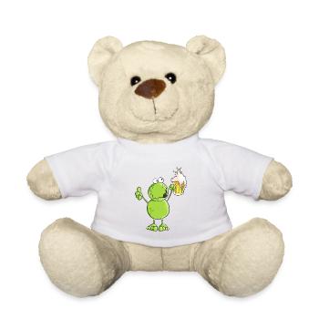Frog with beer - alcohol - drink - comic - Teddy Bear - white - Front