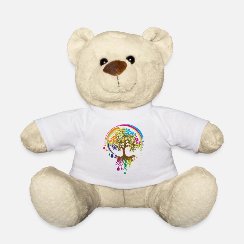 bunter Baum - Teddy - Weiß