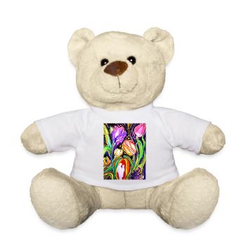 EG Blumen I Tulpen I Geburtstag I Zeichnung - Teddy - Weiß - Vorne