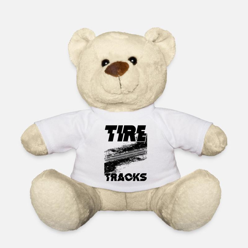 Tire Tracks Graphic - Teddy Bear - white