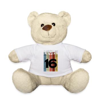 Level 16, Vintage Shirt zum 16. Geburtstag - Teddy - Weiß - Vorne