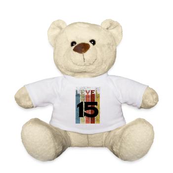 Level 15, Vintage Retro 15. Geburtstag - Teddy - Weiß - Vorne
