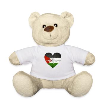 Battement de coeur du drapeau de la Palestine - Nounours - blanc - Devant