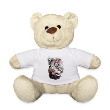 Kohaku weißer Koi-Karpfen, umgeben von Sakura - Teddy - Weiß - Vorne