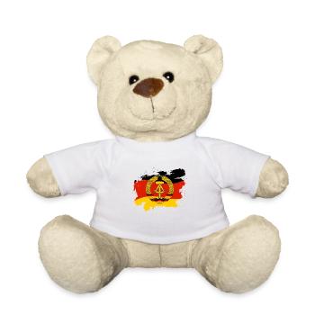 Wappen der DDR auf Schwarz-rot-goldenem Grund - Teddy - Weiß - Vorne
