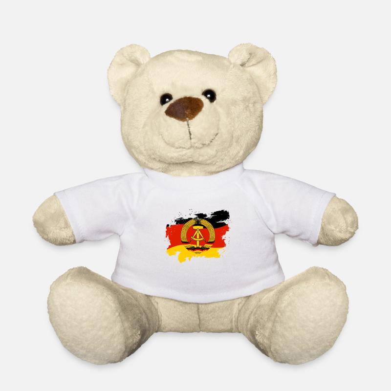 Wappen der DDR auf Schwarz-rot-goldenem Grund - Teddy - Weiß