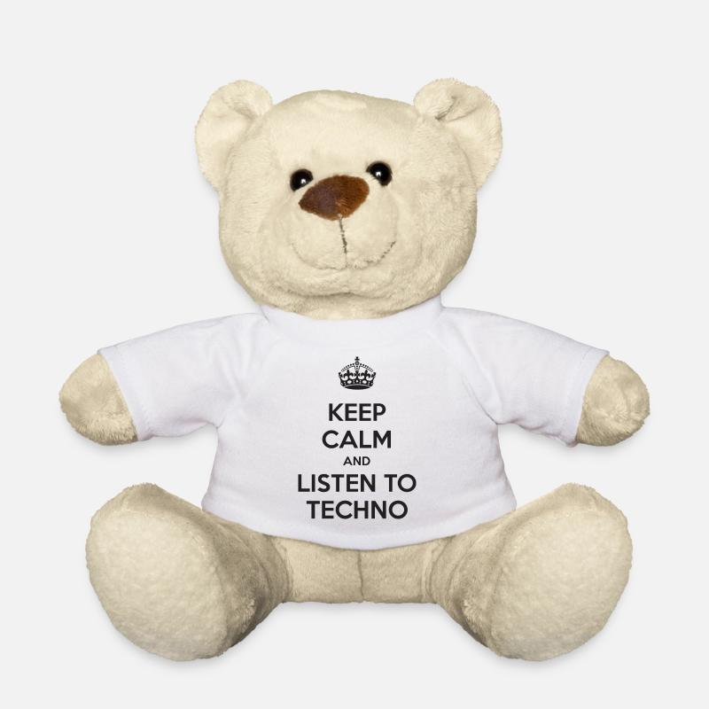 Keep Calm and listen to Techno - Teddy Bear - white