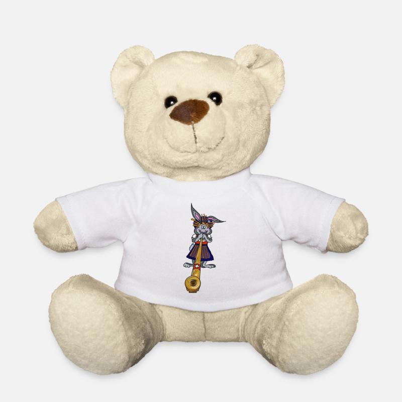 Hase Frau Alphorn - Teddy - Weiß