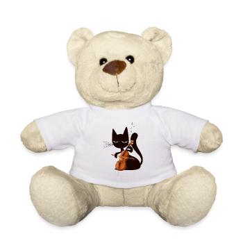 Chat violoncelliste - Nounours - blanc - Devant