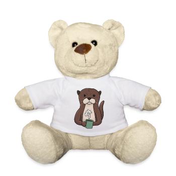Mürrischer Otter mit Kaffee Morgenmuffel - Teddy - Weiß - Vorne