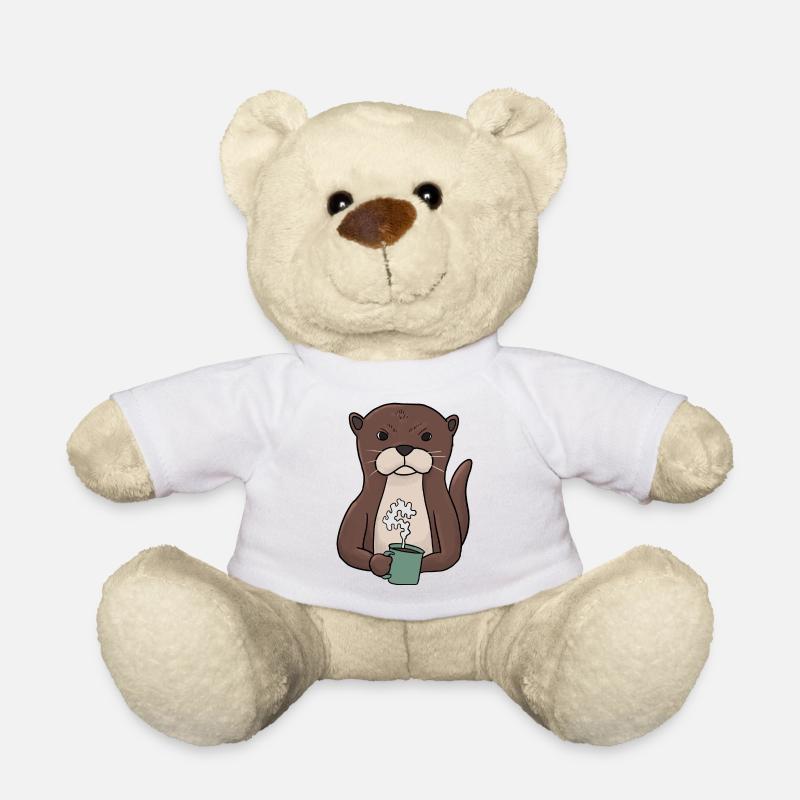 Mürrischer Otter mit Kaffee Morgenmuffel - Teddy - Weiß