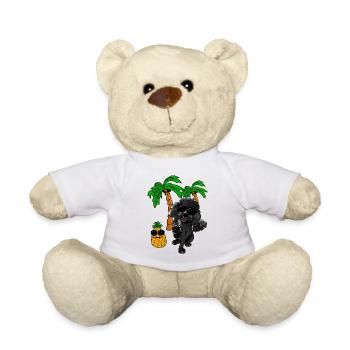 schwarzer Pudel mit Sonnenbrille - Teddy - Weiß - Vorne