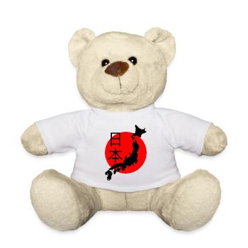Soleil rouge japonais et carte - Nounours - blanc - Devant