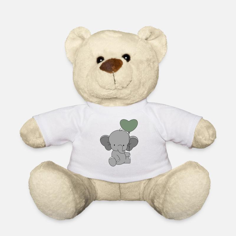 Bébé éléphant en montgolface 💚💚 - Nounours - blanc