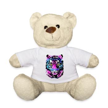 Tigre coloré - Dessin de tigre magenta rose néon - Nounours - blanc - Devant
