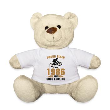Fier anniversaire cycliste 1986 Né vélo - Nounours - blanc - Devant