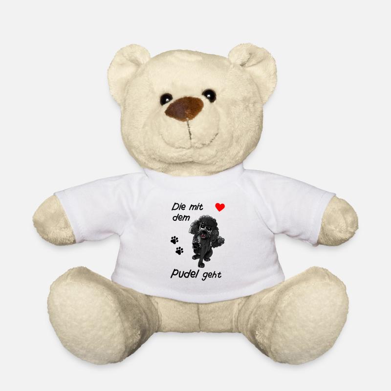 Pudeldesign - Die mit dem Pudel geht Comicstyle - Teddy - Weiß