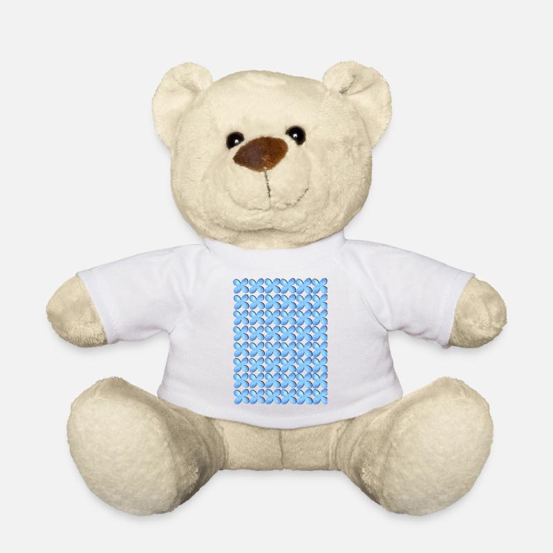 Fleurs bleues - Nounours - blanc