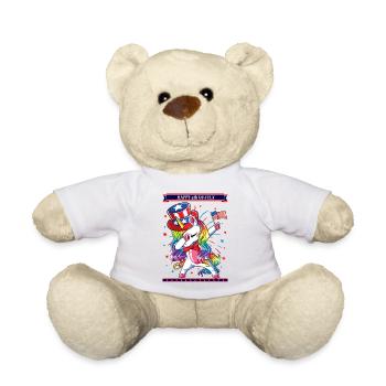 Dabbing Unicorn 4 juillet Drapeau américain - Nounours - blanc - Devant