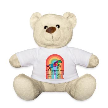 Fille d’anniversaire - Licorne pour fille d’anniversaire - Nounours - blanc - Devant