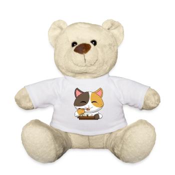 Sushi japonais asiatique Chat I Cadeau - Nounours - blanc - Devant