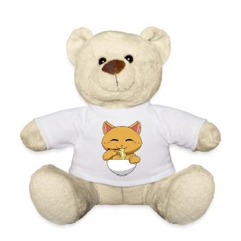Asiatisches Japanische Ramen Katze I Geschenk - Teddy - Weiß - Vorne