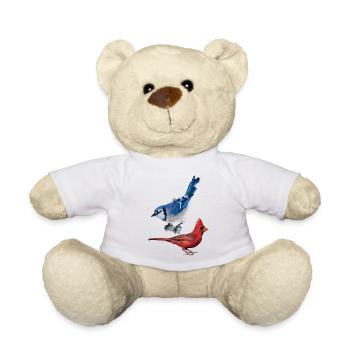 Le cardinal du Nord et le geai bleu - Nounours - blanc - Devant
