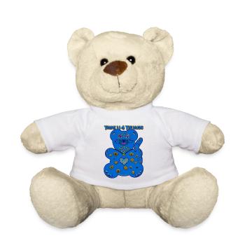 Merci U 4 la musique * ours-chat en bleu - Nounours - blanc - Devant