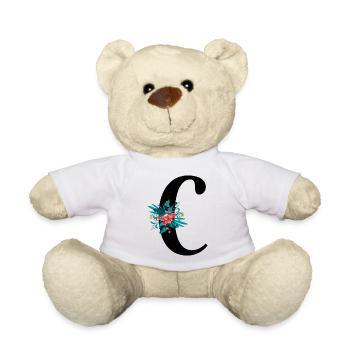 lettre C fleuris - Nounours - blanc - Devant