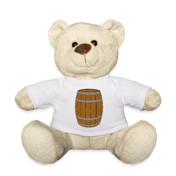 Vin tonneau vin buveur vin idée cadeau - Nounours - blanc - Devant